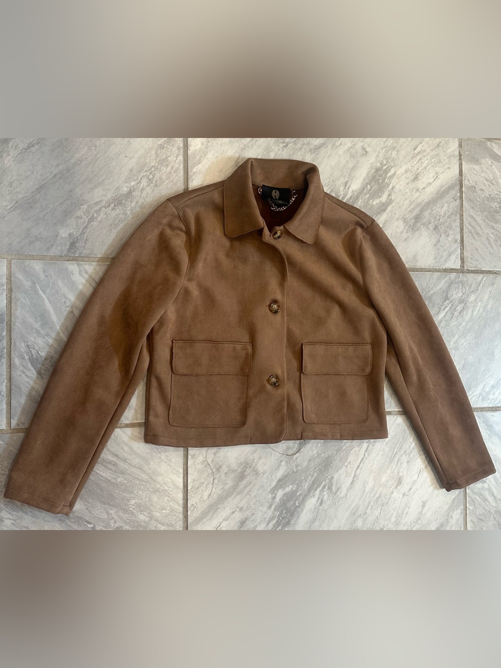 House Of Harlow 1960 Womens Brown Faux Suede Jacket Size M - Picture 1 of 8